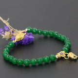 Gold Cloisonne Spacer Green Stone Bracelet