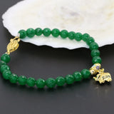 Gold Cloisonne Spacer Green Stone Bracelet