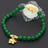 Gold Cloisonne Spacer Green Stone Bracelet