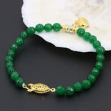 Gold Cloisonne Spacer Green Stone Bracelet
