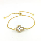 Gold Cross Evil Eye Hamsa Charms Bracelet for Women