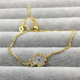 Gold Cross Evil Eye Hamsa Charms Bracelet for Women