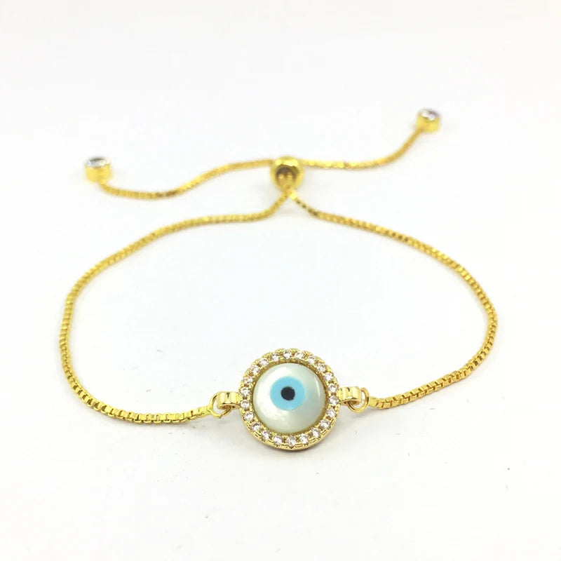 Gold Hamsa Evil Eye Bracelet CZ Jewelry