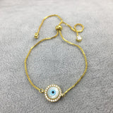 Gold Hamsa Evil Eye Bracelet CZ Jewelry