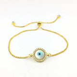 Gold Hamsa Evil Eye Bracelet CZ Jewelry
