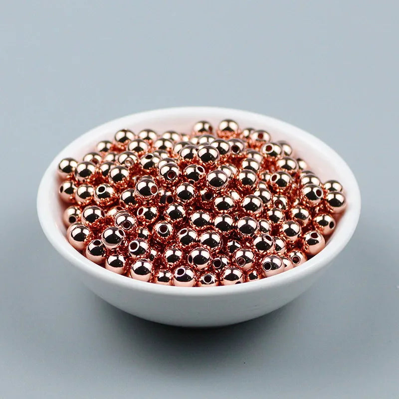 Silver Plated Copper Beads 3-8mm Spacer Ball Charm for DIY Bracelet Jewelry