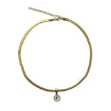 Gold Stainless Steel Snake Chain Necklace with Initial Pendant