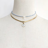 Gold Stainless Steel Snake Chain Necklace with Initial Pendant