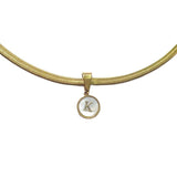 Gold Stainless Steel Snake Chain Necklace with Initial Pendant