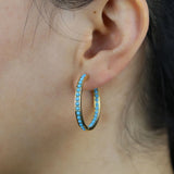 Women's Turquoise Stone Huggie Hoop Earrings