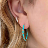 Women's Turquoise Stone Huggie Hoop Earrings