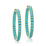 Women's Turquoise Stone Huggie Hoop Earrings