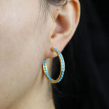Women's Turquoise Stone Huggie Hoop Earrings