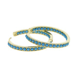 Women's Turquoise Stone Huggie Hoop Earrings
