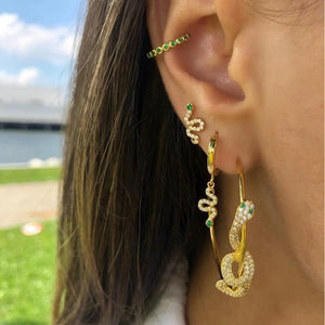 Micro Pave CZ Snake Circle Hoop Earring