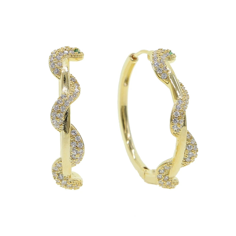 Micro Pave CZ Snake Circle Hoop Earring