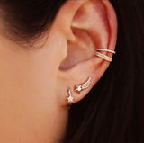 925 Silver Wing Feather Shape Stud Earring CZ Paved for Girlfriend Birthday