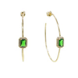 Green Rectangle CZ Hoop Earring Big Round Circle Hoop Women Jewelry