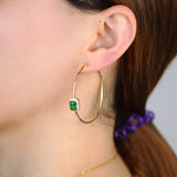 Green Rectangle CZ Hoop Earring Big Round Circle Hoop Women Jewelry