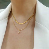 Choker 316L Stainless Steel Initial Necklace Chain for Women