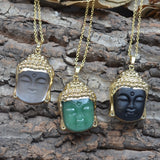 Glass Buddha Head Necklace Pendant