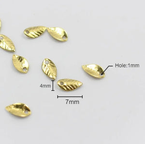 Metal Leaf Beads Charms for Jewelry Making 50 pcs