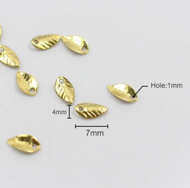 Metal Leaf Beads Charms for Jewelry Making 50 pcs