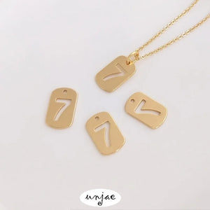 Gold Digital Card 7 Pendant DIY Bracelet Necklace