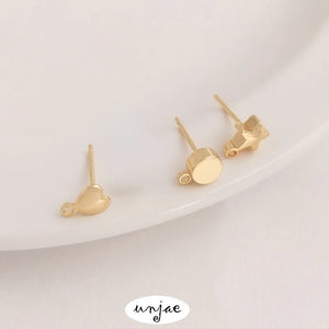 Gold-Plated Heart-Shaped Star Earrings S925 Silver Needle DIY Jewelry