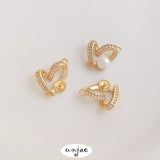 Gold Zirconium Love Heart Birdtail Bead Pendant DIY Necklace