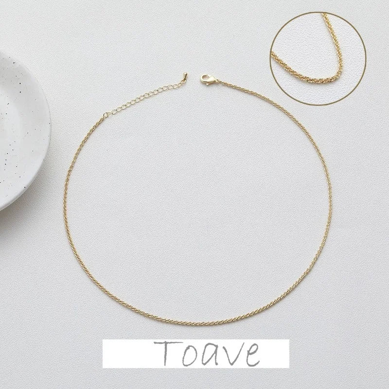Gold Color-Preserving Necklace Fine Chain DIY Accessories
