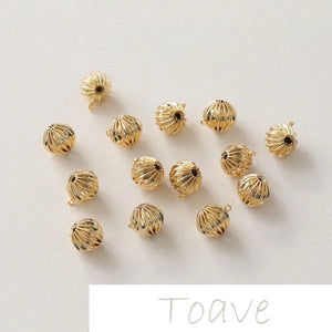 Gold-covered straight hole round beads for diy bracelet necklace