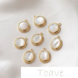 Gold Oval Shell Pendant Earrings Hand-made Material