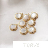 Gold Oval Shell Pendant Earrings Hand-made Material