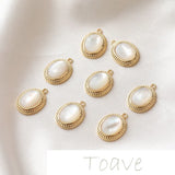 Gold Oval Shell Pendant Earrings Hand-made Material
