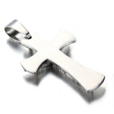 Silver Cross Pendant Necklace Stainless Steel Jewelry for Couples