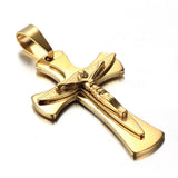 Silver Cross Pendant Necklace Stainless Steel Jewelry for Couples