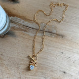 925 Silver Asymmetric Chain OT Buckle Zircon Heart Bow Necklace