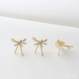 14K Gold-Plated Zircon Bow Silver Needle Earrings DIY Material
