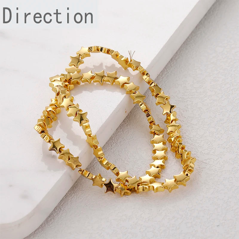 Gold-Plated Gallstone Star Bracelet Necklace Beads Spacer 1PCS