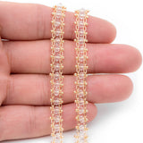 Gold Plated Brass Beaded Chain with Clear Crystal Rondelle Beads