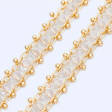 Gold Plated Brass Beaded Chain with Clear Crystal Rondelle Beads