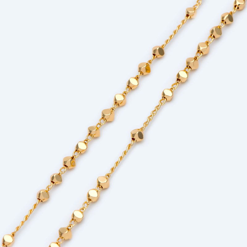 3mm Faceted Bead Brass Chain for Jewelry Making