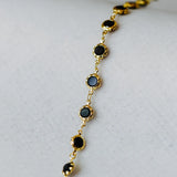 Brass Crystal Beaded Chains, Link Chains with Flat Coin Beads, 1 Meter