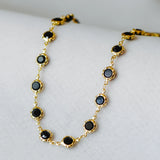 Brass Crystal Beaded Chains, Link Chains with Flat Coin Beads, 1 Meter