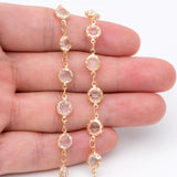 Brass Crystal Beaded Chains, 7mm Flat Coin Beads