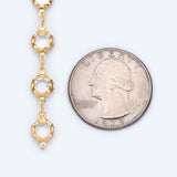Brass Crystal Beaded Chains, 7mm Flat Coin Beads