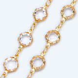 Brass Crystal Beaded Chains, 7mm Flat Coin Beads