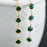 Brass Crystal Beaded Chains, Green Flat Coin Beads, DIY Jewelry (#LK-183-2)