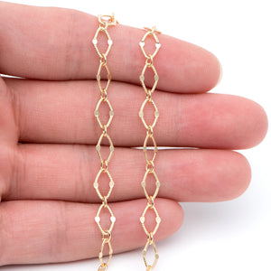 Brass Flat Oval Loop Chains, Link Size 5.5x8mm (#LK-327)